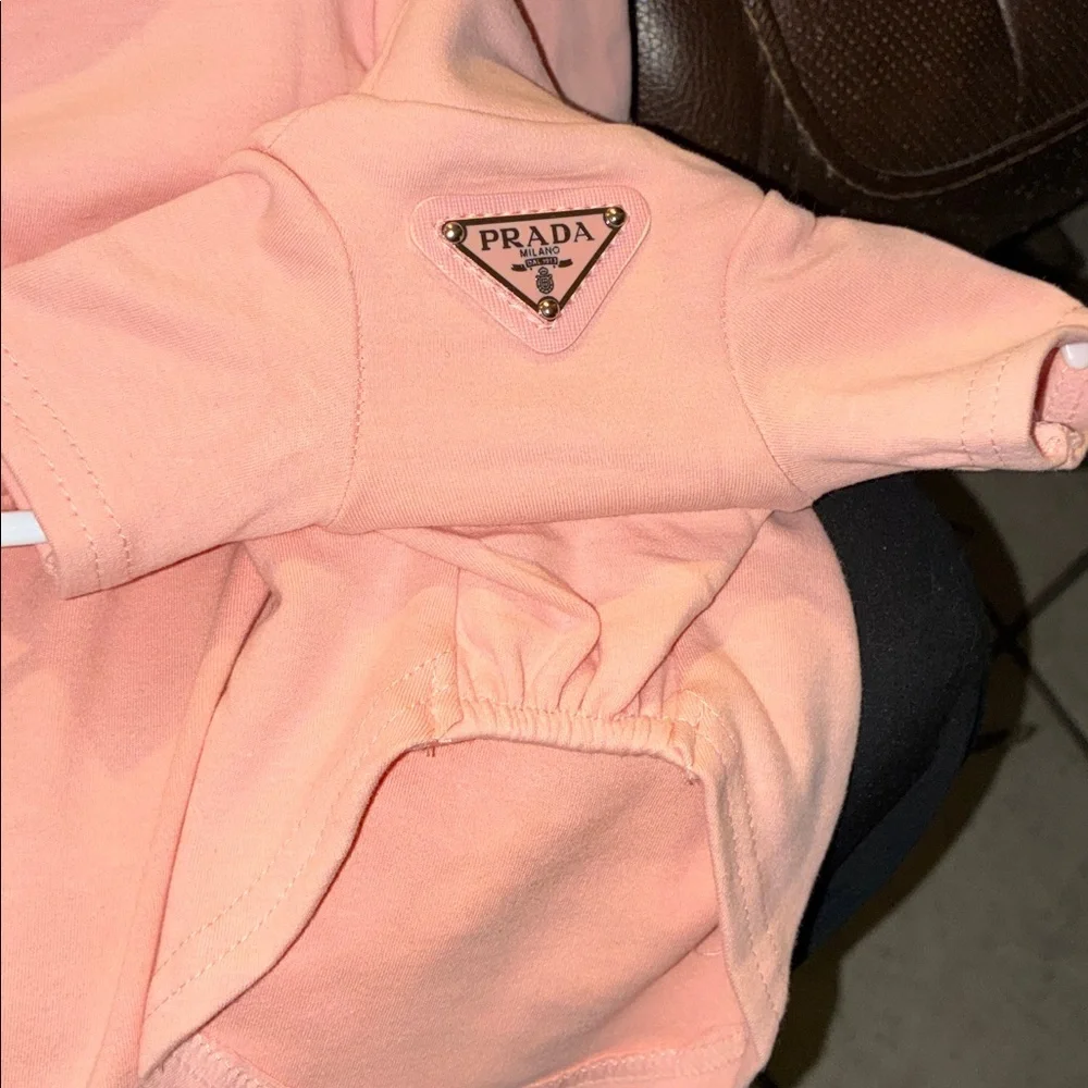Prada Peach Pink Triangle Logo Pet Outfit - Picture 2 of 5
